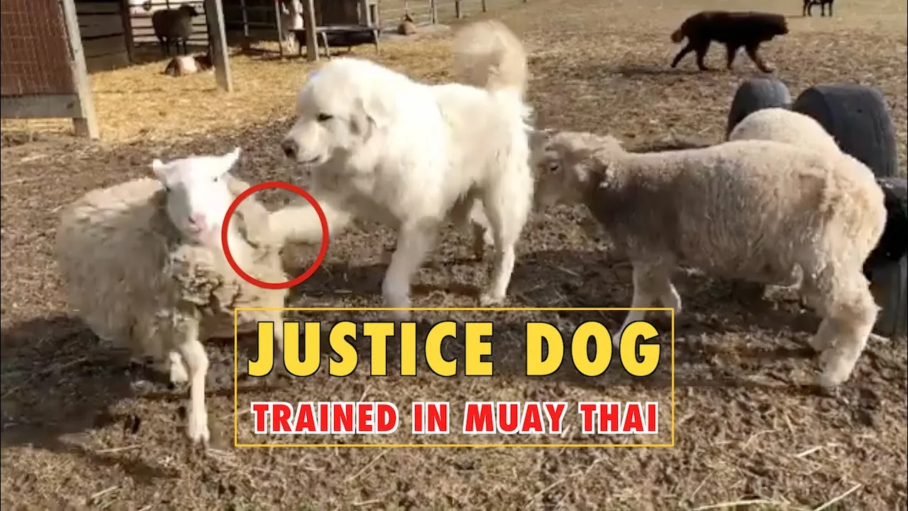 Justice Dog Trained in Muay Thai backdrop