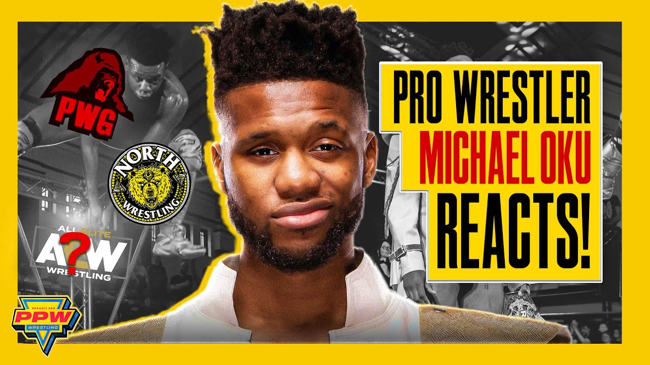 PRO WRESTLER MICHAEL OKU REACTS TO OLD MATCHES (Pro Wrestlers React) background