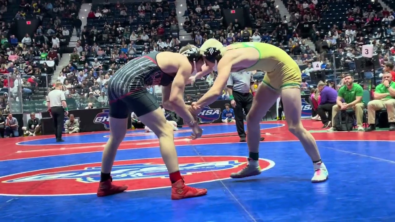 Grayson Santee Buford vs Xan Kelly Lambert 165lbs 2024 GHSA 7A State Tournament Finals backdrop