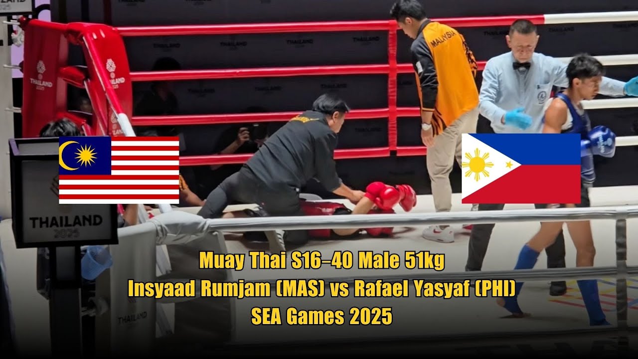 Muay Thai S16–40 Male 51kg: Insyaad Rumjam (MAS) vs Rafael Yasyaf (PHI) – SEA Games 2025