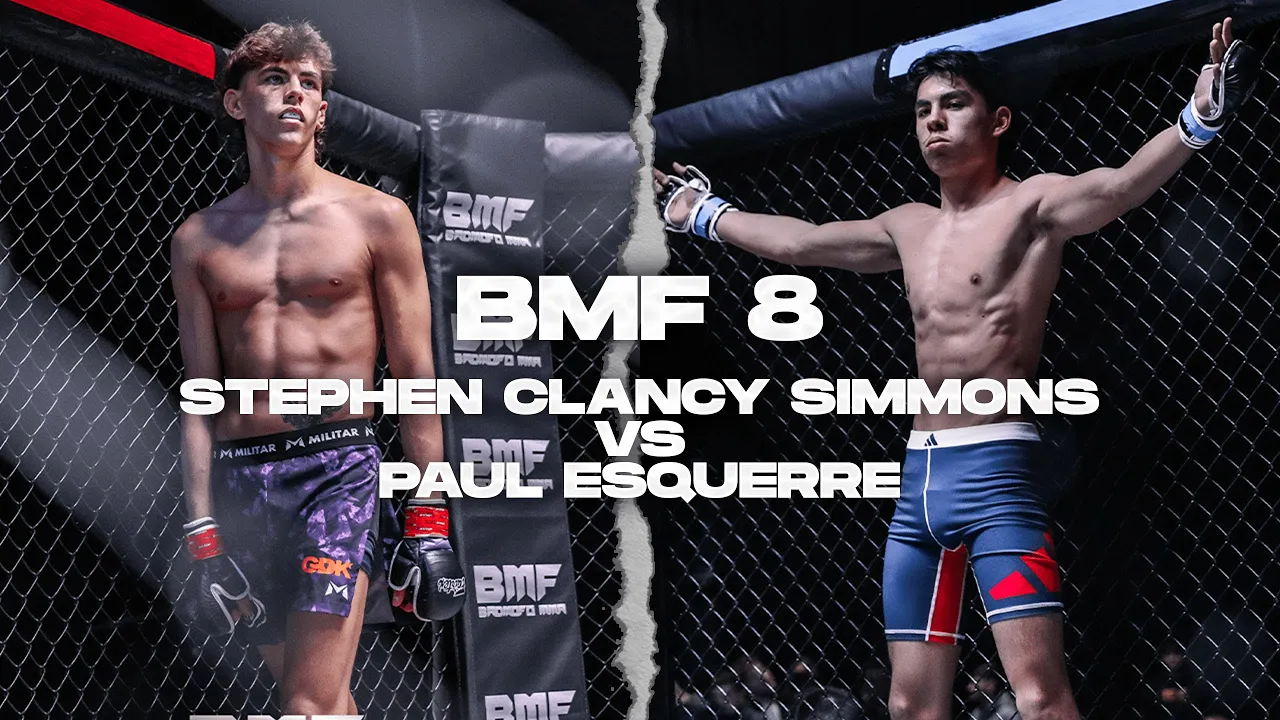 BMF 8 | Stephen Clancy Simmons vs Paul Esquerre | Amateur Bantamweight MMA | BADMOFO MMA background