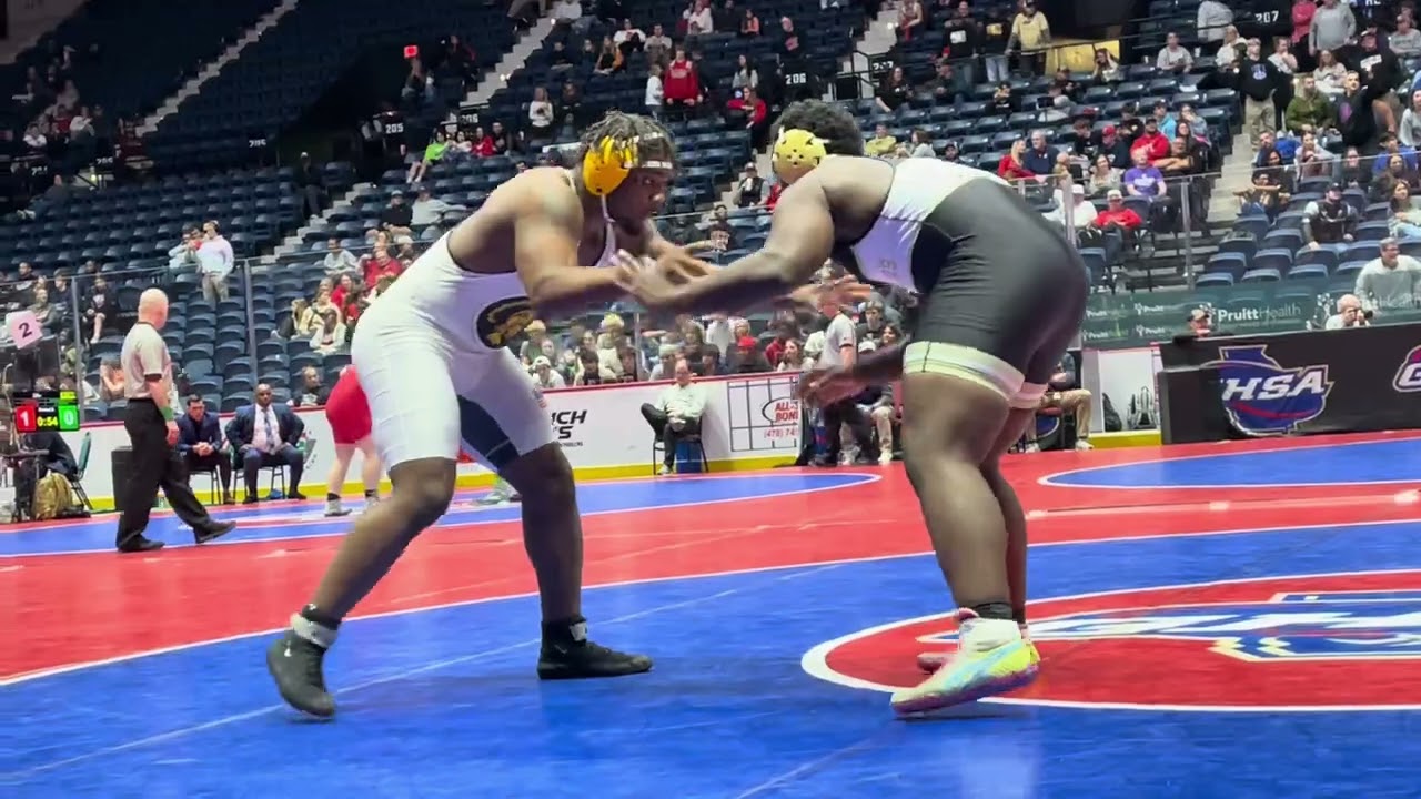 Jacob Levy Carrollton vs JaQuavion Daniels Colquitt 285lbs 2024 GHSA 7A State Tournament Finals backdrop