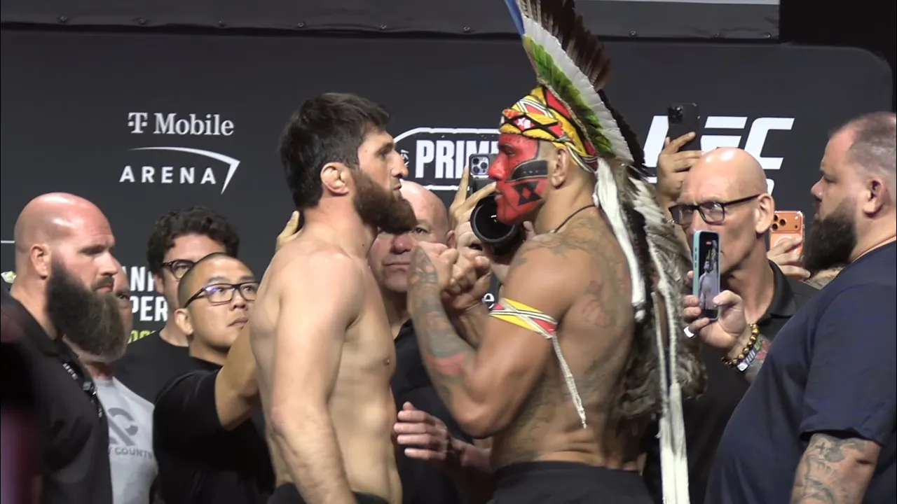 UFC 320 CEREMONIAL WEIGH-INS: Ankalaev vs Pereira background