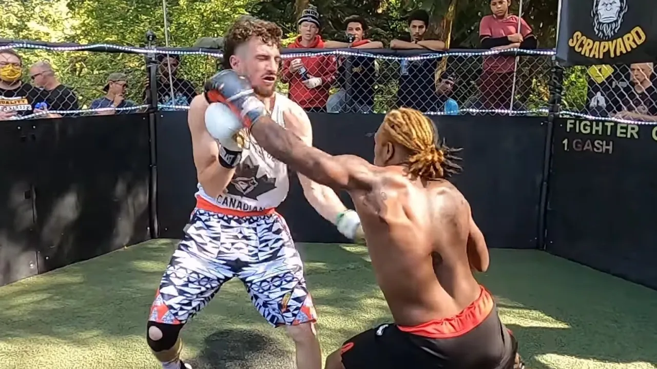 Boxer vs Kickboxer in a Boxing match background