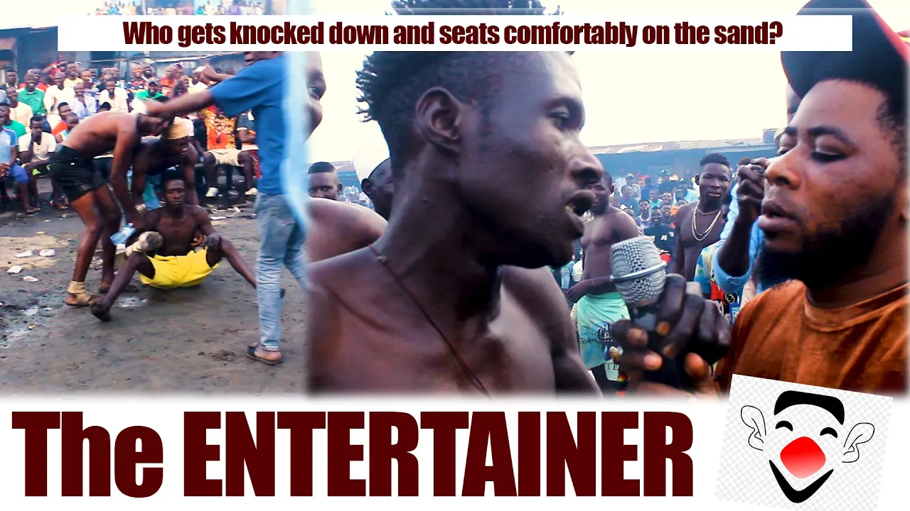Who gets K.O and seats comfortably on the sand - The Entertainer background