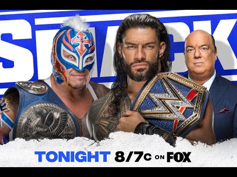 Roman Reigns and Rey Mysterio give us WWE Hell In A Cell 2021 during Smackdown background
