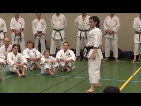 World Champion RIKA USAMI teaches CHATAN YARA KUSANKU kata backdrop