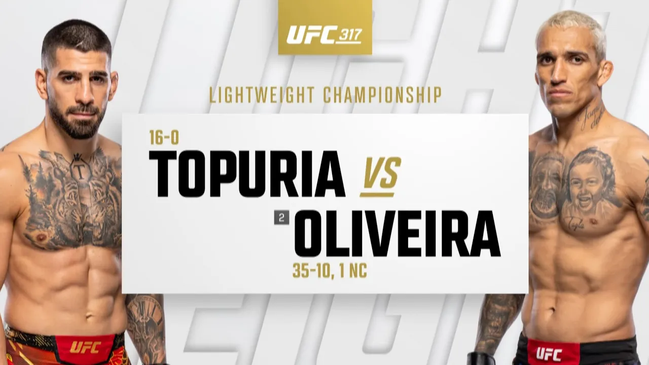UFC 317: Ilia Topuria vs Charles Oliveira Highlights background