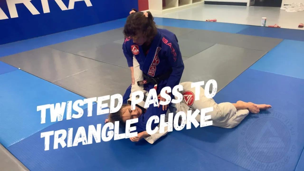 How to Twisted Guard Pass to Mount Triangle for BJJ background