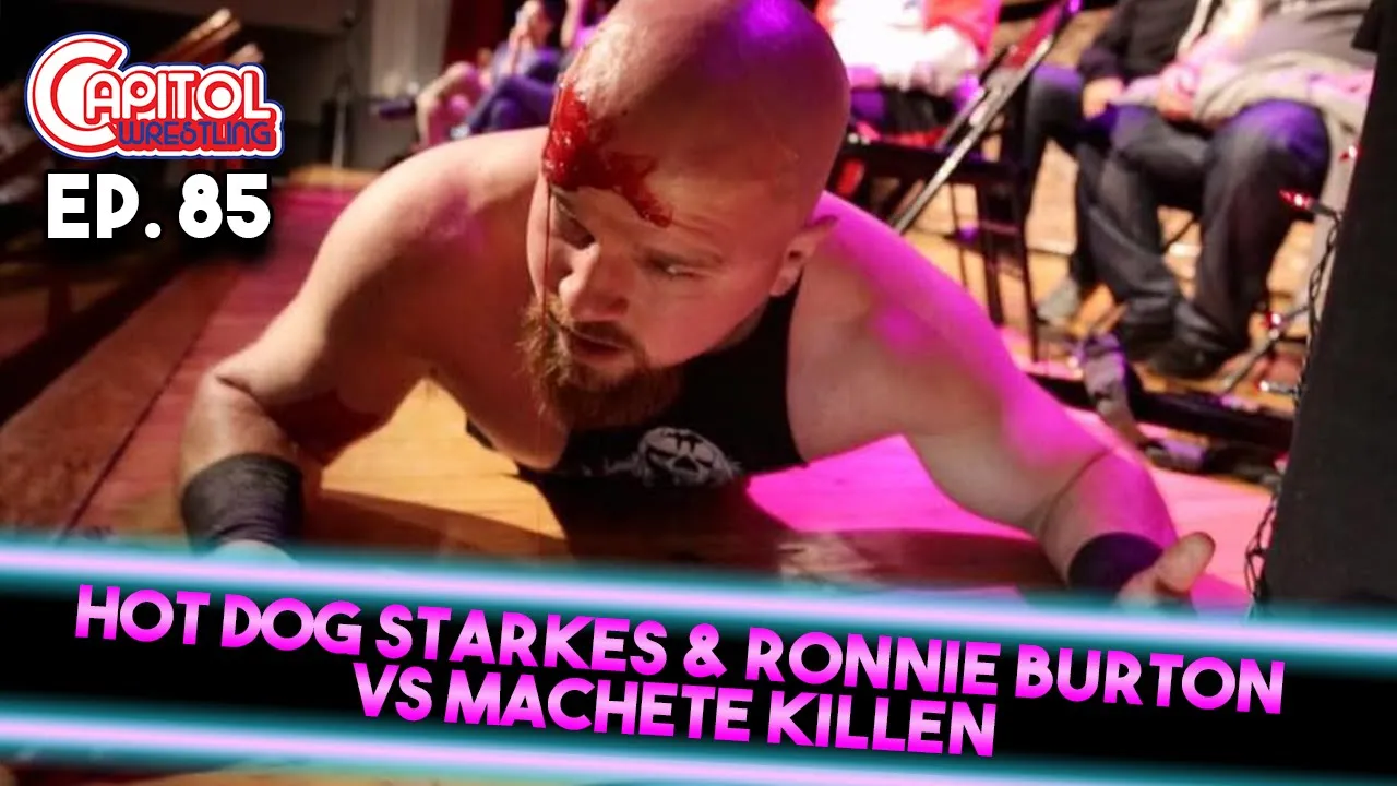Capitol Wrestling - Episode 85: Hot Dog Starkes & Ronnie Burton vs Machete Killen, AOC in Action backdrop