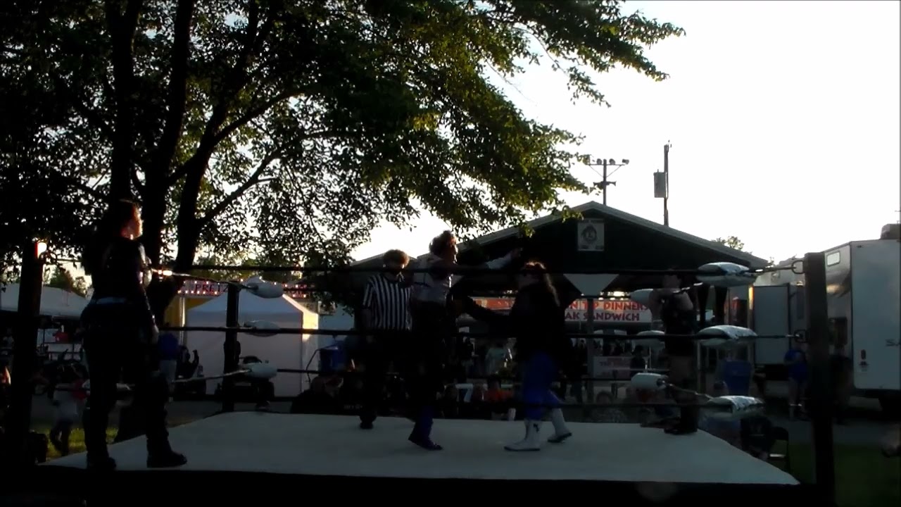 Madison Payne and Lucy B Sweet vs Stxrm Garcon and Teagan Rose //Supreme Monsters on the Midway 2024 background