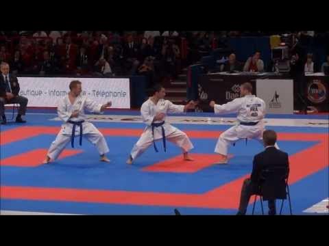 Team Kata + Bunkai GOJUSHIHO SHO by France National Team - 21st WKF World Karate Championships background