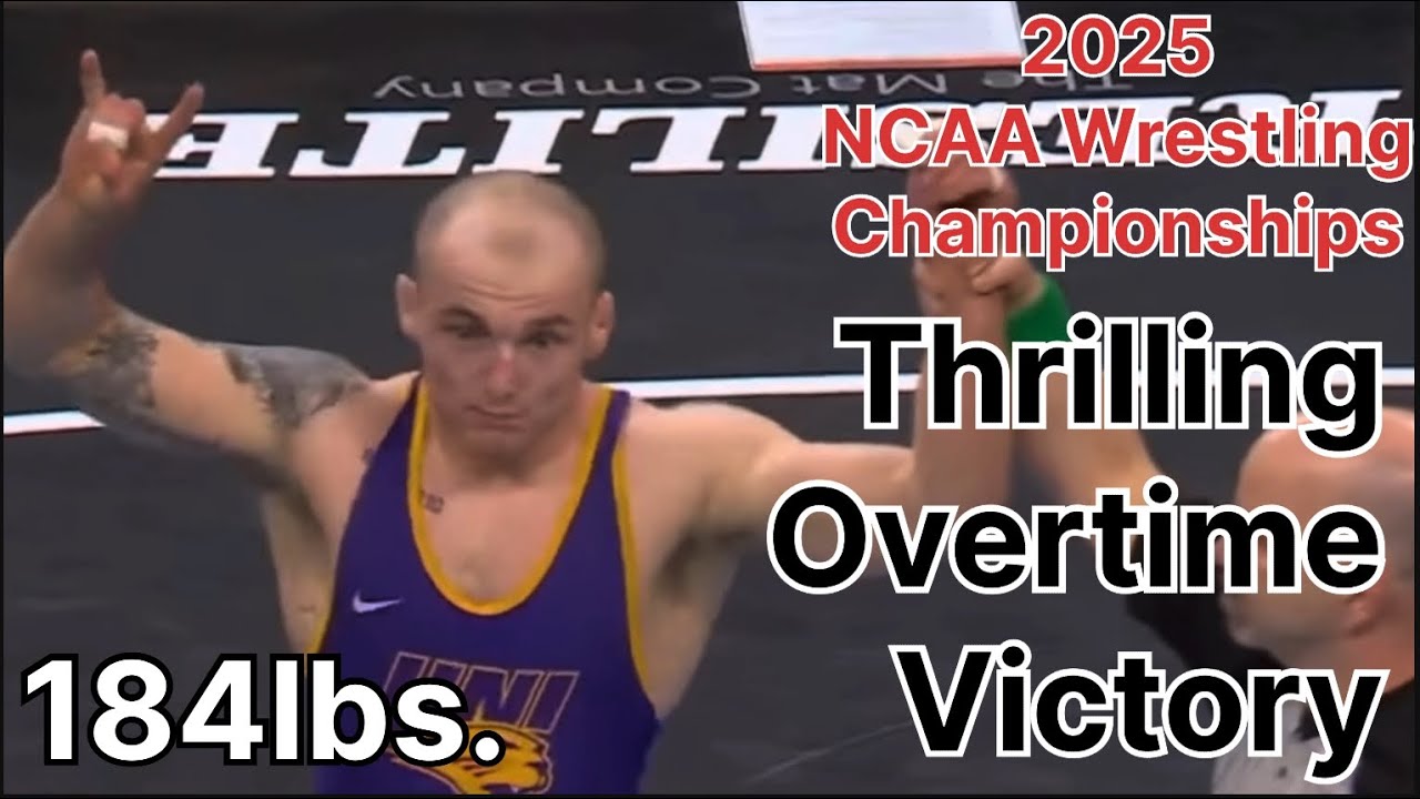 NCAA 2025 Wrestling Championships - Max McEnelly vs Parker Keckeisen 184 lbs Semifinals OT Victory background