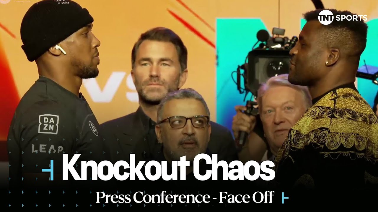 #KnockoutChaos 💥 Anthony Joshua & Francis Ngannou FACE-OFF 😤 #JoshuaNgannou 🔥