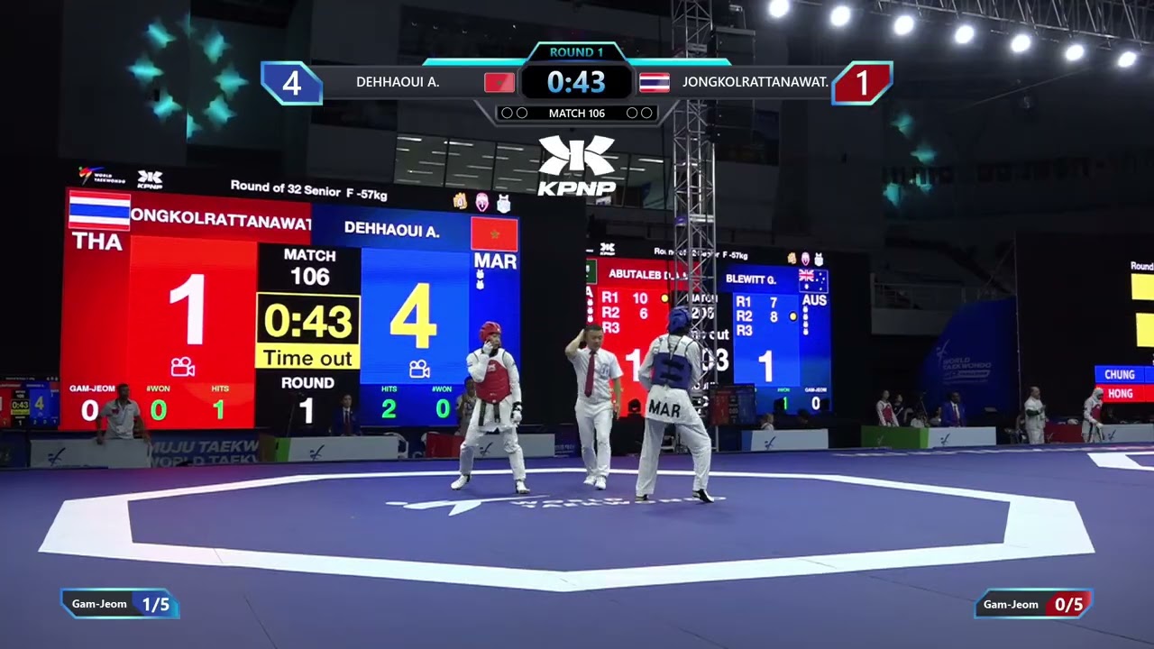 106 Round of 32 F 57kg MAR DEHHAOUI A THA JONGKOLRATTANAWAT PGM