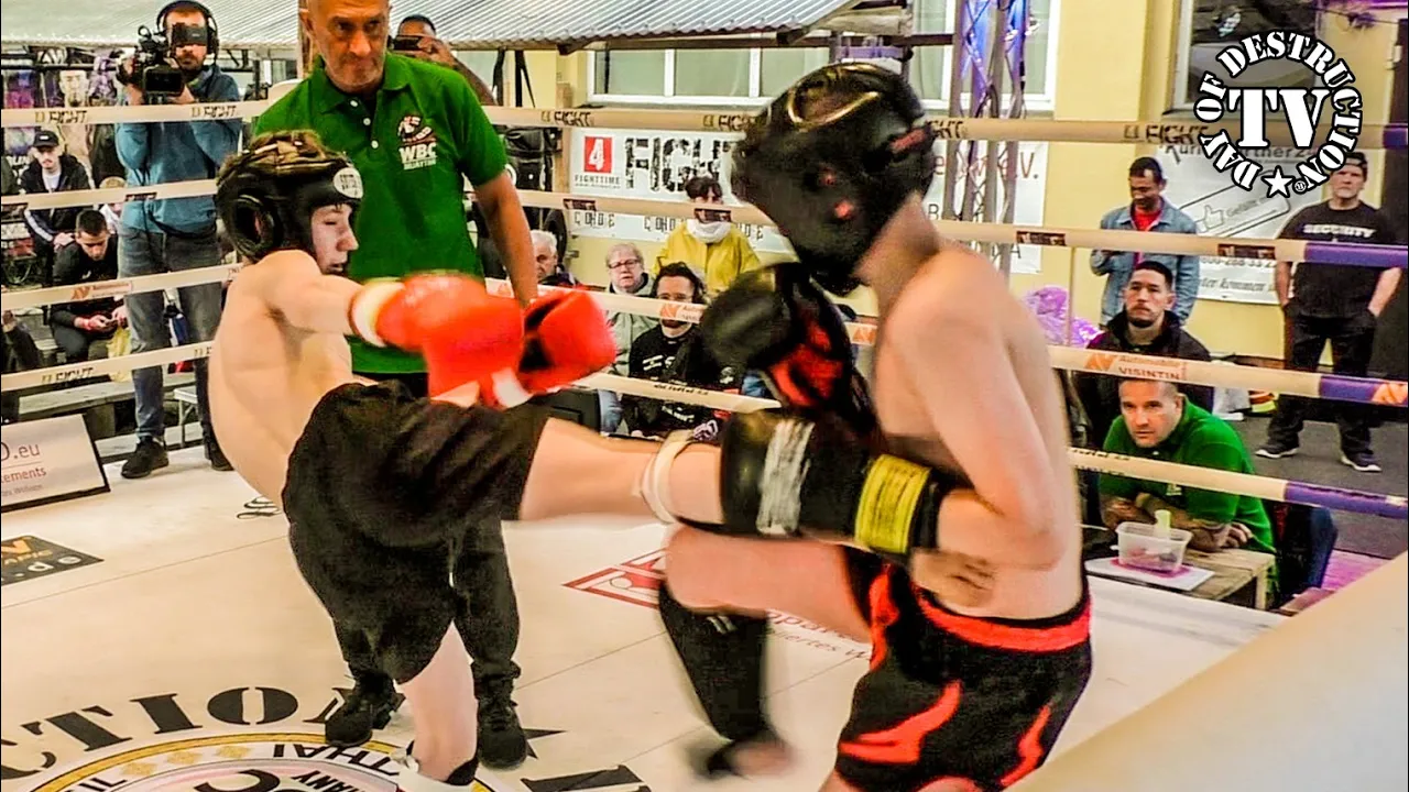 Young kids K-1 kickboxing I Nak Muay Fight League background
