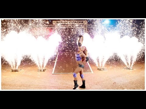 Wrestling: Women entrances with pyro