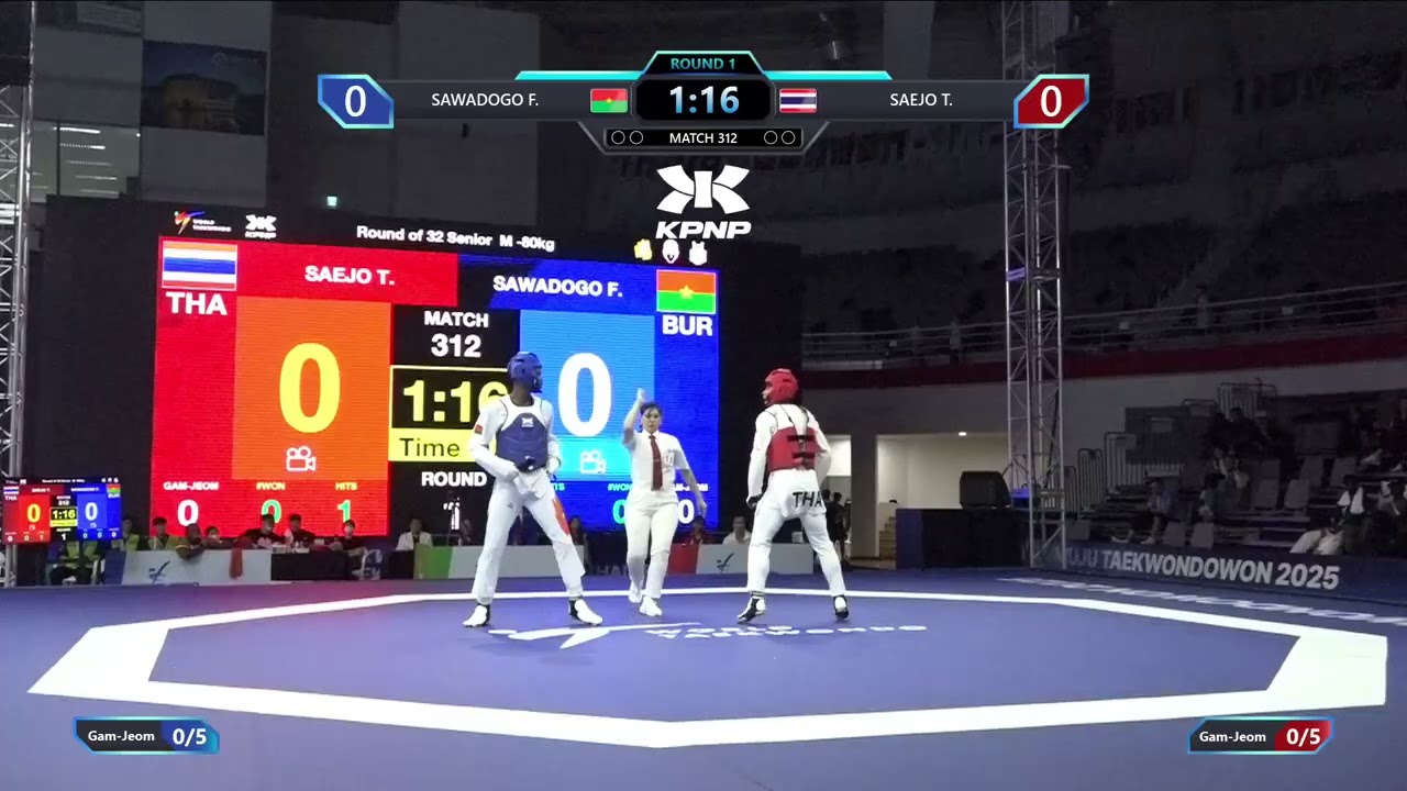 312 Round of 32 M 80kg BUR SAWADOGO F THA SAEJO T PGM background