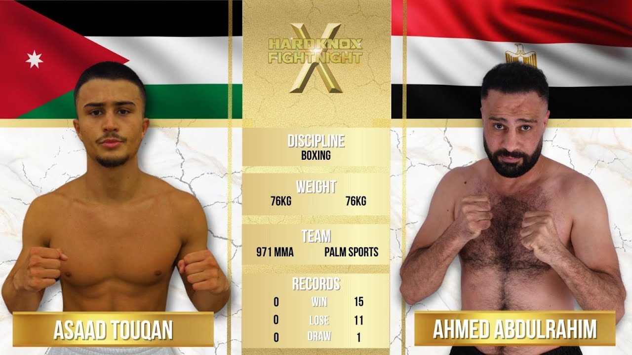 Hard Knox Fight Night 10 Asaad Touqan vs Ahmed Abdulrahim. 971 vs Palm Sports. Boxing at its best! background