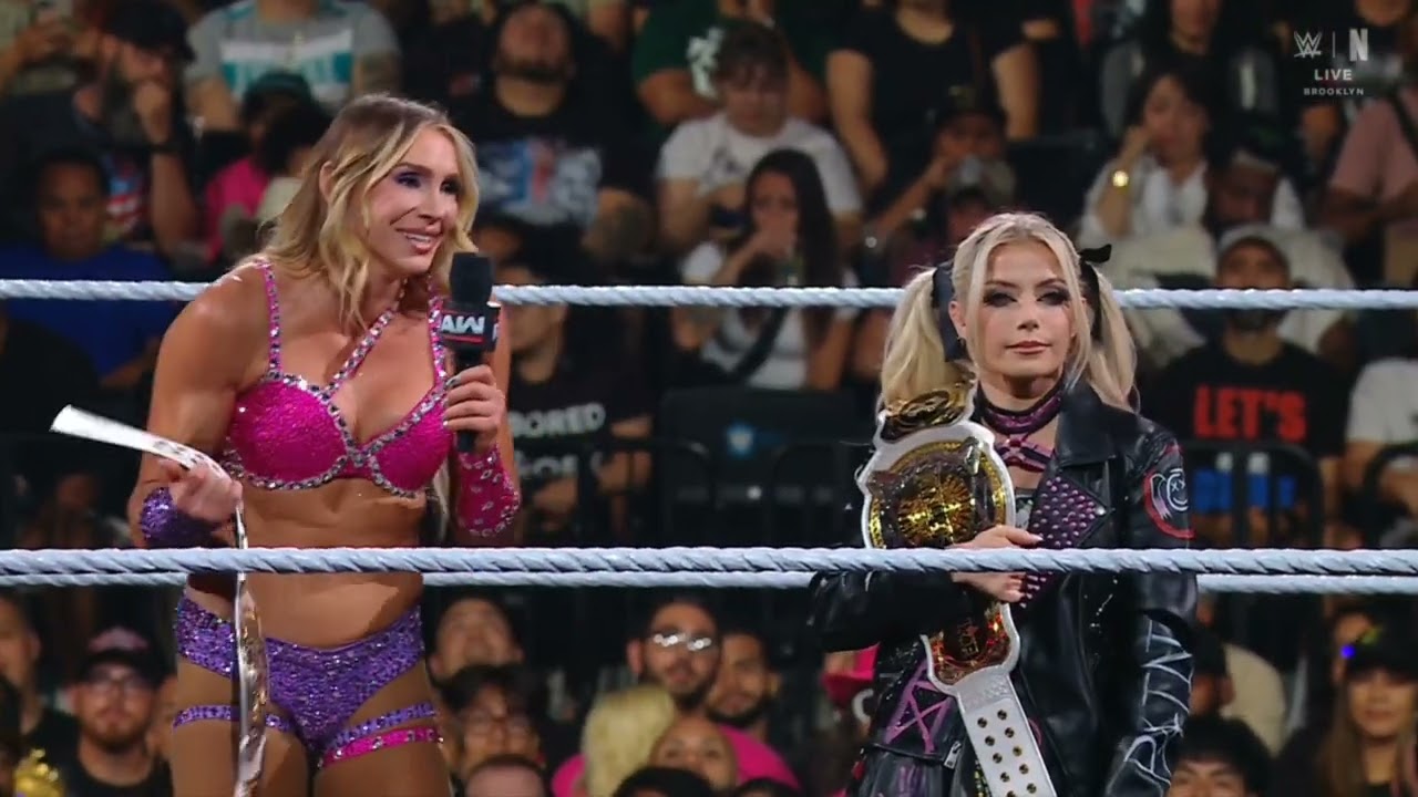WWE RAW CHARLOTTE FLAIR & ALEXA BLISS ENTRANCE 08/04/25 background