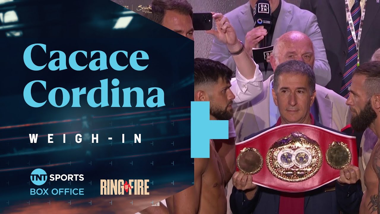 Anthony Cacace & Joe Cordina weigh-in and face-off for final time ahead of #RingOfFire ๐ธ๐ฆ๐ฅ