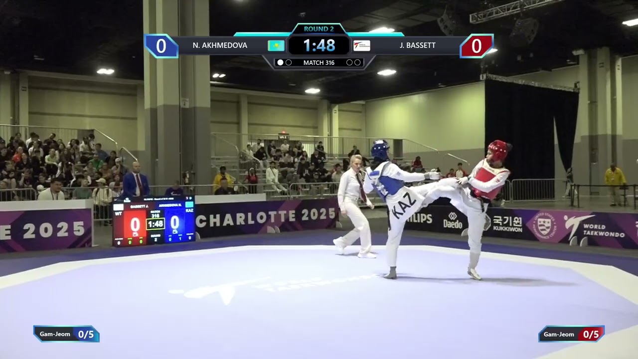 316 Round of 32 W 49kg KAZ N AKHMEDOVA WT J BASSETT PGM