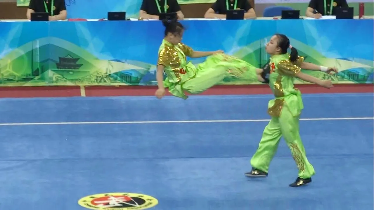 2014 1st China National Wushu Games 第一届全国武术运动大会 Women Duilian Chongqing Team 重庆 董远源 马金 9.56