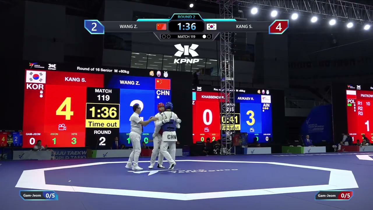 119 Round of 16 M +80kg CHN WANG Z KOR KANG S PGM background