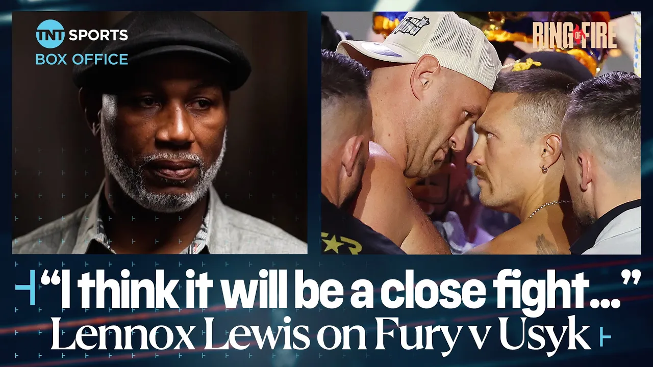 Lennox Lewis on who wins between Tyson Fury and Oleksandr Usyk | #FuryUsyk 🇸🇦 #RingOfFire background