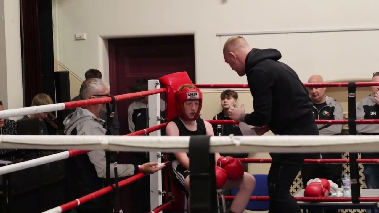 First amateur boxing match between Alfie Harrington (NSC) v Lewis Green ( Paddy Johns). backdrop
