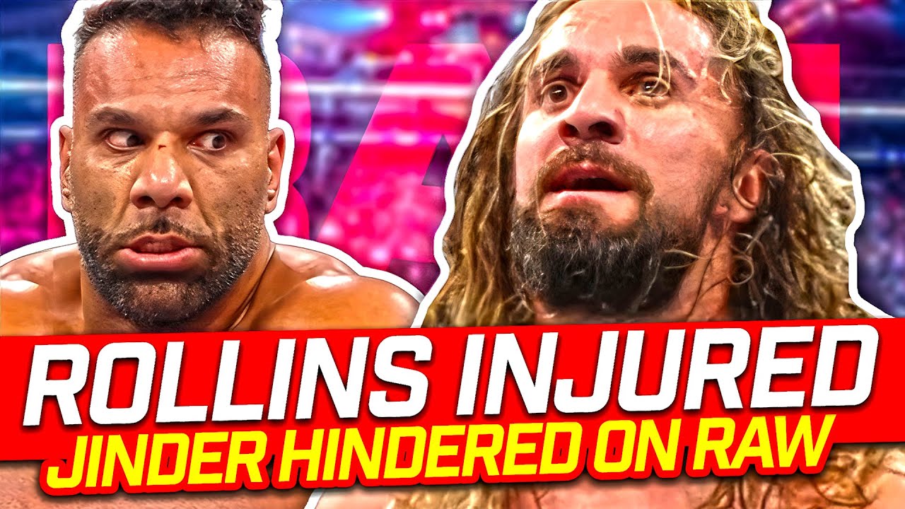 Report: Seth Rollins Injured Leg On Raw | Jinder Loses WHC Match🙁 | WWE Raw Review 1/15/24 background