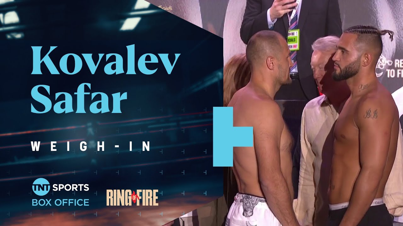 Sergey Kovalev & Robin Safar weigh-in and face-off for final time ahead of #RingOfFire 🇸🇦🔥