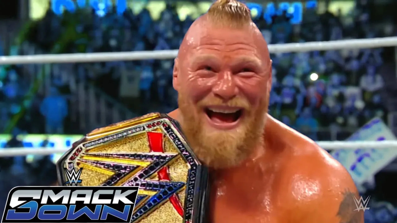 Brock Lesnar Wins Undisputed Championship After Destroying John Cena WWE Smackdown 2025 Highlights background
