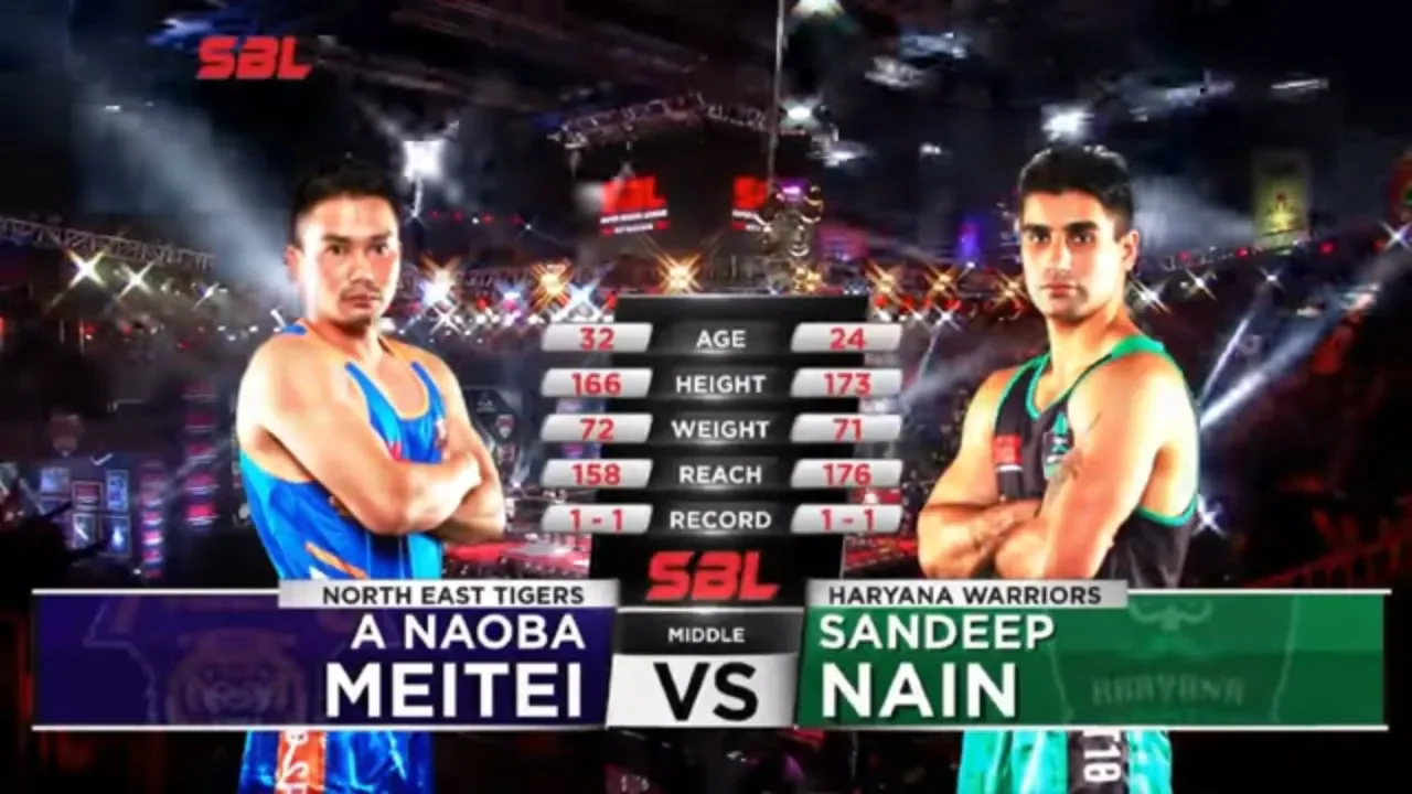 Sandeep Nain v/s A Naoba Meitei | Super Boxing League | Haryana Warriors v/s North East Tigers | SBL background