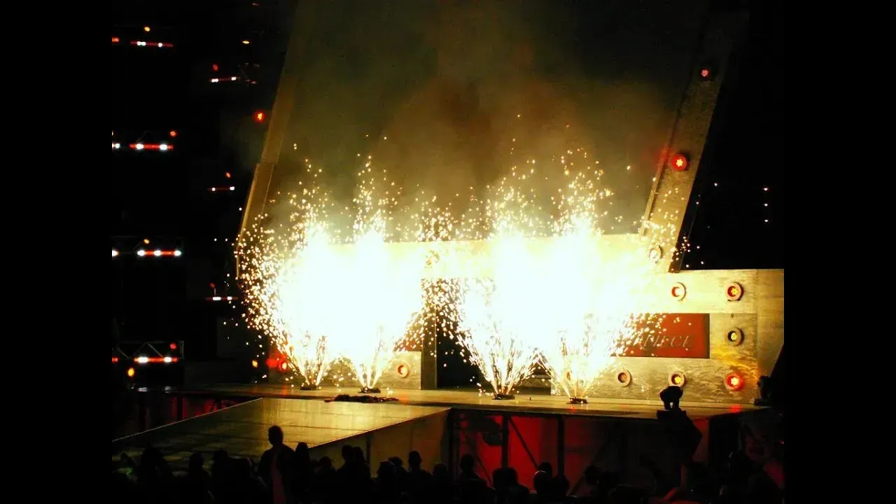 Wrestling: Entrances with pyro. PT3 backdrop