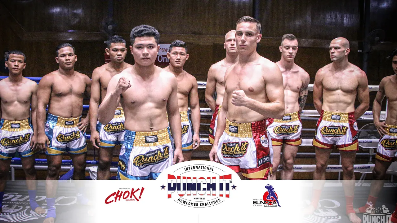Vinnie vs. Plengtawan at the Punch it Muaythai Newcomer Challenge 2019 background