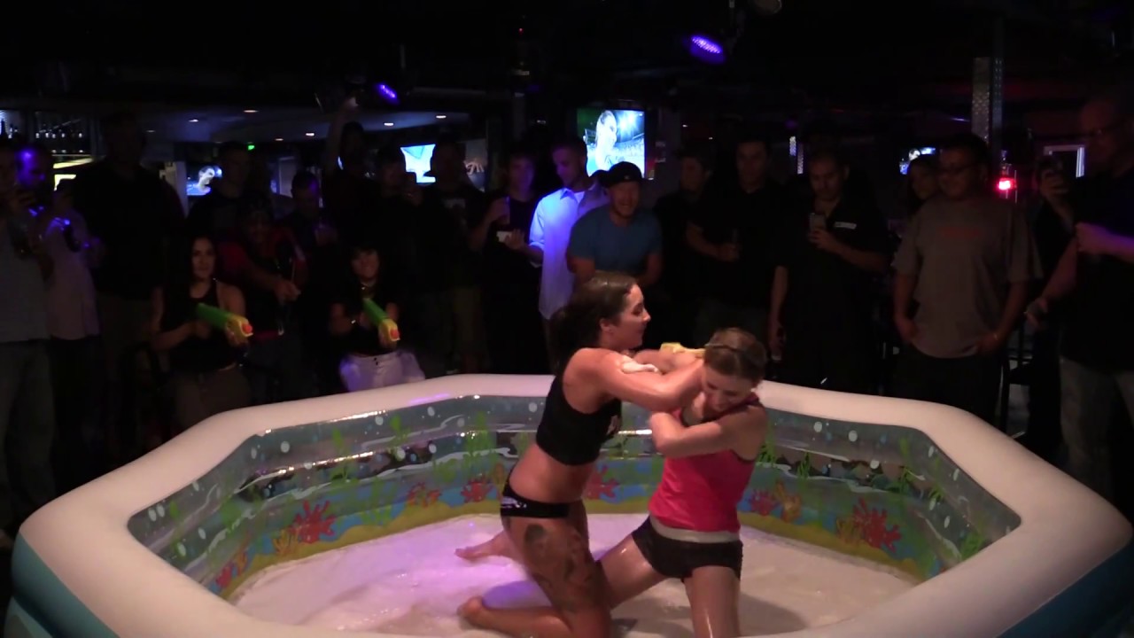 Mimi's All OILED UP to Take Down Brooke in Ugly Dog Oil Wrestling background