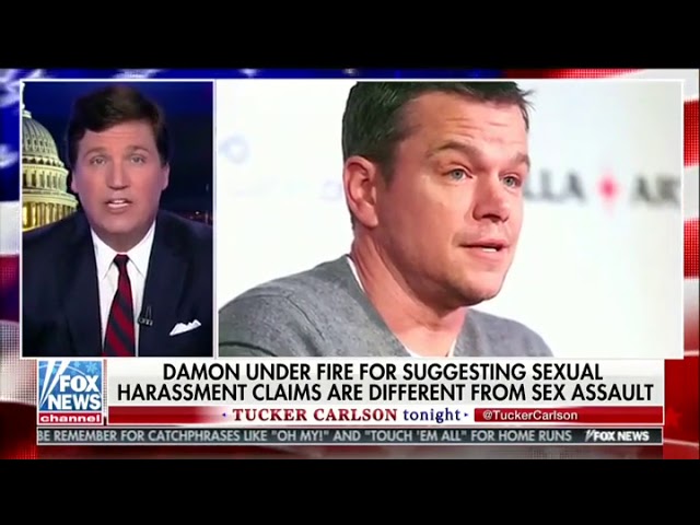 Tucker Carlson Defends Matt Damon Amid Backlash Over Sexual Harassment Remarks background