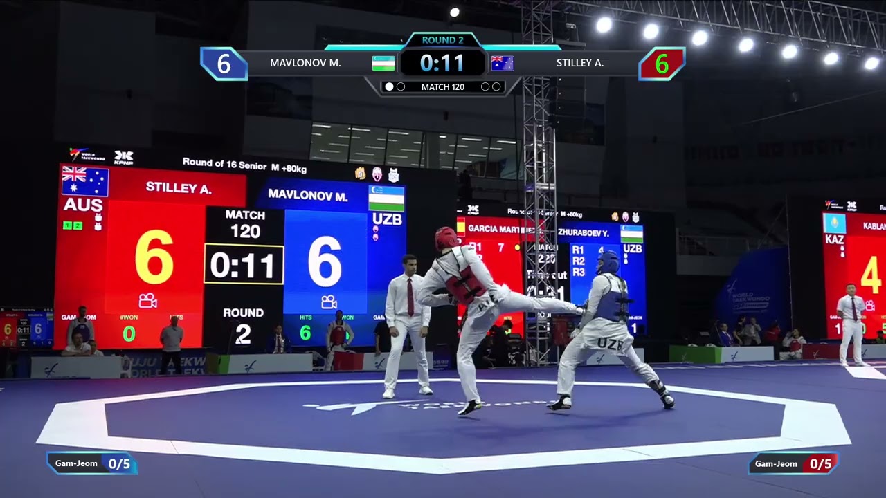 120 Round of 16 M +80kg UZB MAVLONOV M AUS STILLEY A PGM background