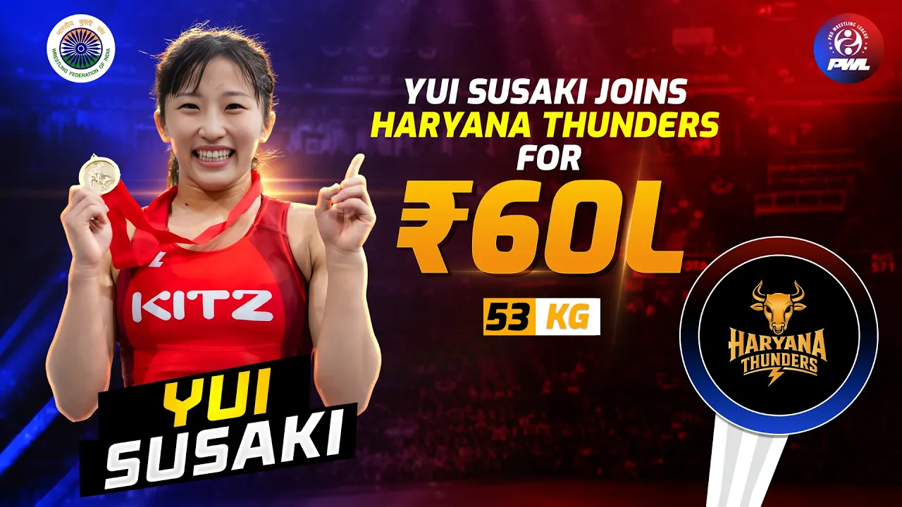 PWL 2026 Auction Biggest Bid 🔥 Yui Susaki Sold for ₹60 Lakhs | Haryana Thunders | 53 KG