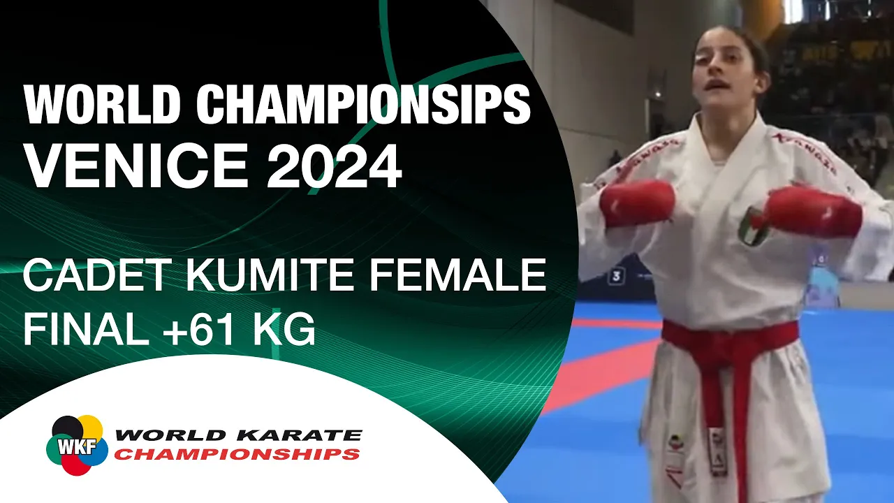 CADET KUMITE FEMALE +61 KG FINAL | M. BSHARAT (PLE) VS R. MOHAMED (EGY) | WORLD KARATE FEDERATION