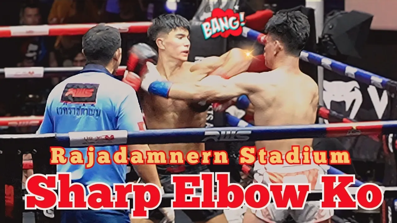 Brutal Sharp Elbow Knockout Rajadamnern Stadium Ahavat Vs Petchmedmai background