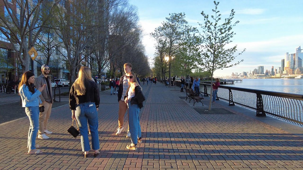 Walking Hoboken, NJ Waterfront on Saturday Evening