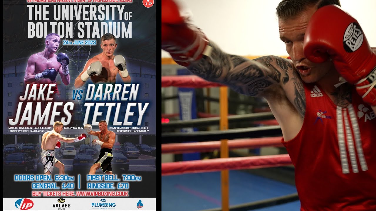 Darren Tetley takes on VIP's12-0 Welterweight Jake James in a English elimintor on June 24 in Bolton background