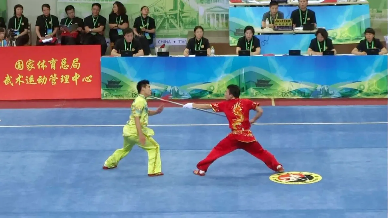 2014 1st China National Wushu Games 第一届全国武术运动大会 Men Duilian Zhejiang Team 浙江 查苏生 黄陈健 9 55