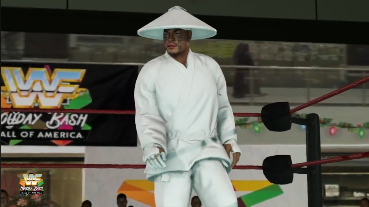 Hakushi vs Virgil. Mall of America. WWE 2K23 background
