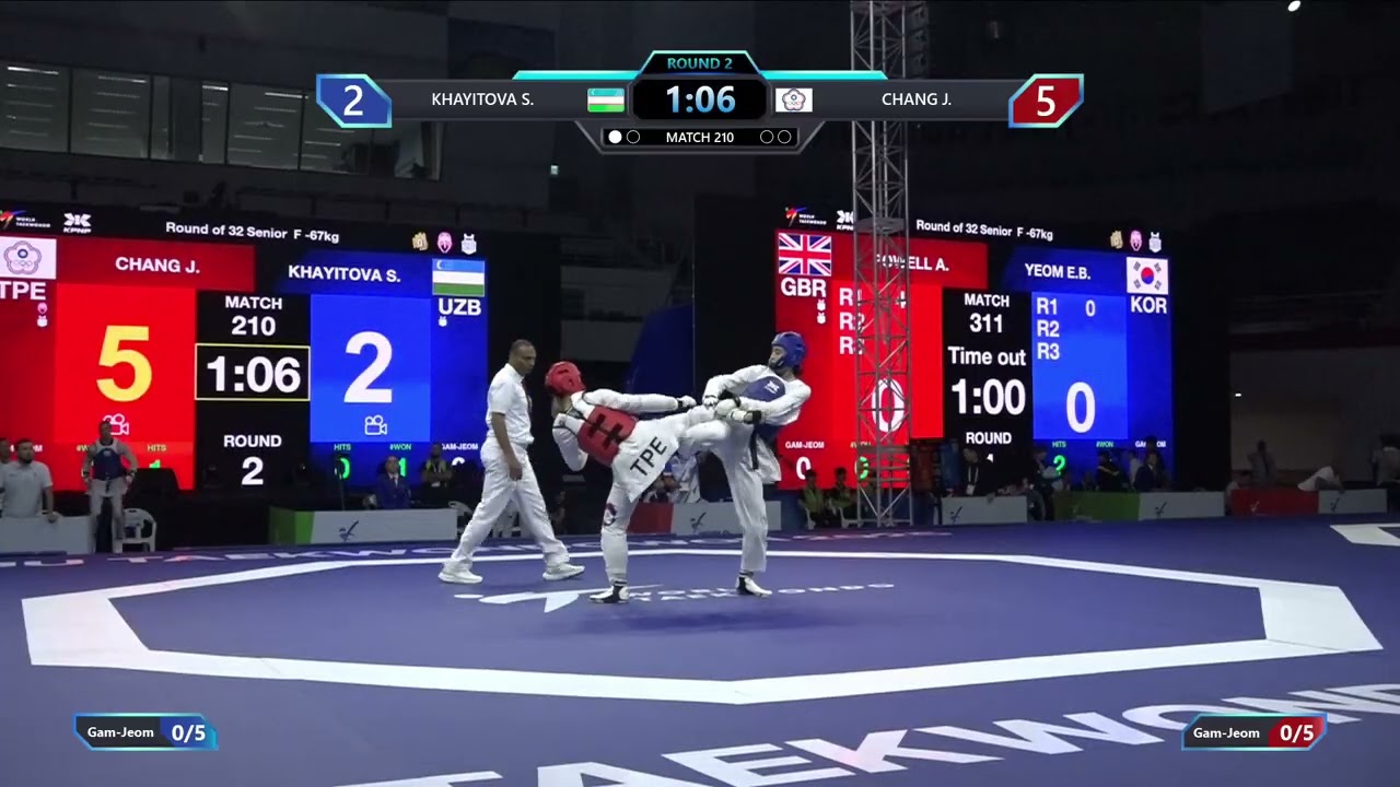 210 Round of 32 F 67kg UZB KHAYITOVA S TPE CHANG J PGM background