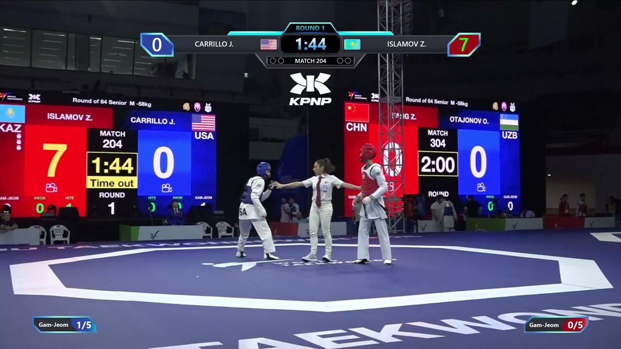 204 Round of 64 M 58kg USA CARRILLO J KAZ ISLAMOV Z PGM background