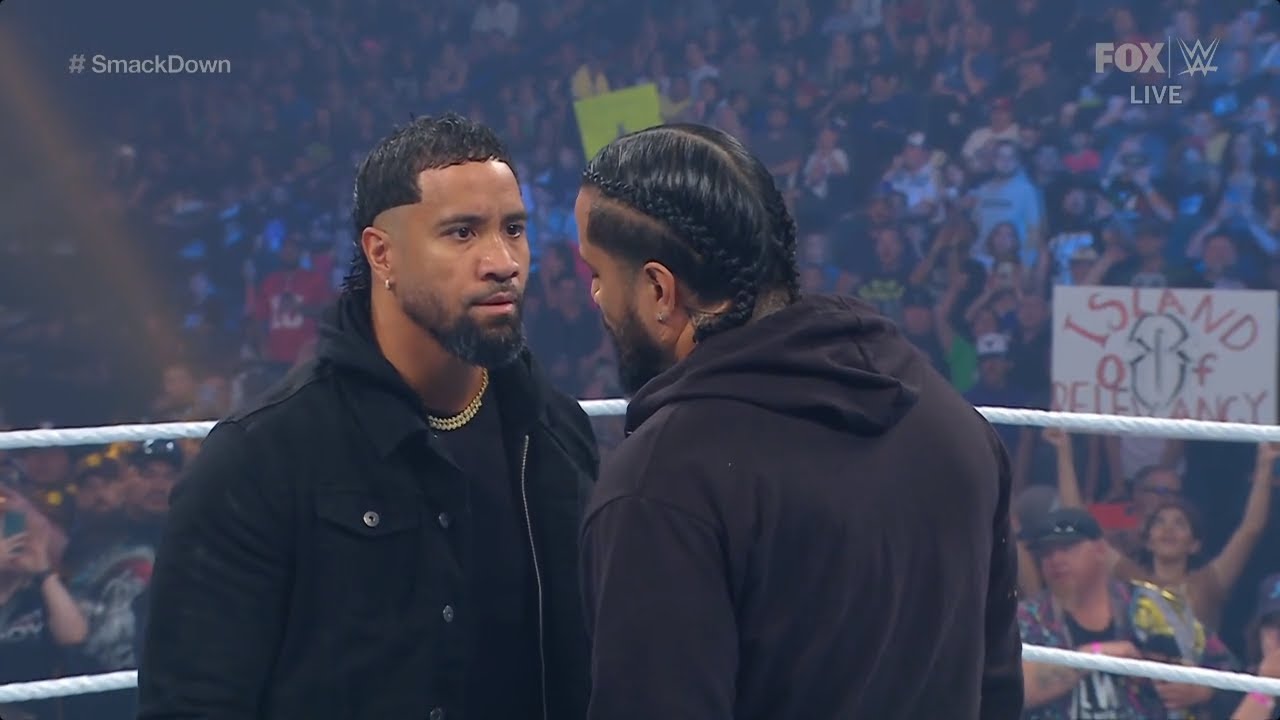 Jey Uso Confronts Jimmy Uso and Roman Reigns (1/2) - WWE SmackDown | August 11, 2023 backdrop