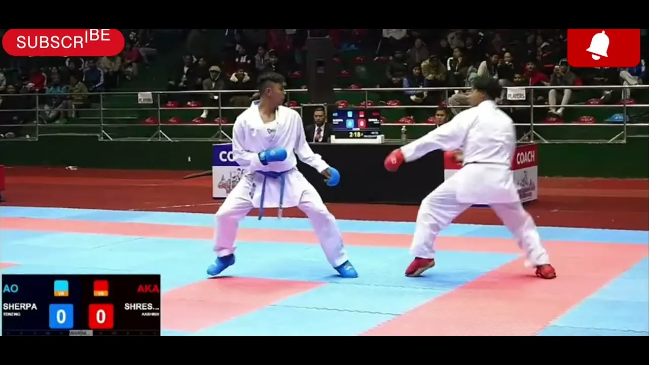 TENZING SHERPA (APF AO) VS AASHISH SHRESTHA (POLICE  AKA) +84 K.G Male Senior Kumite (QUARTERFINALS)
